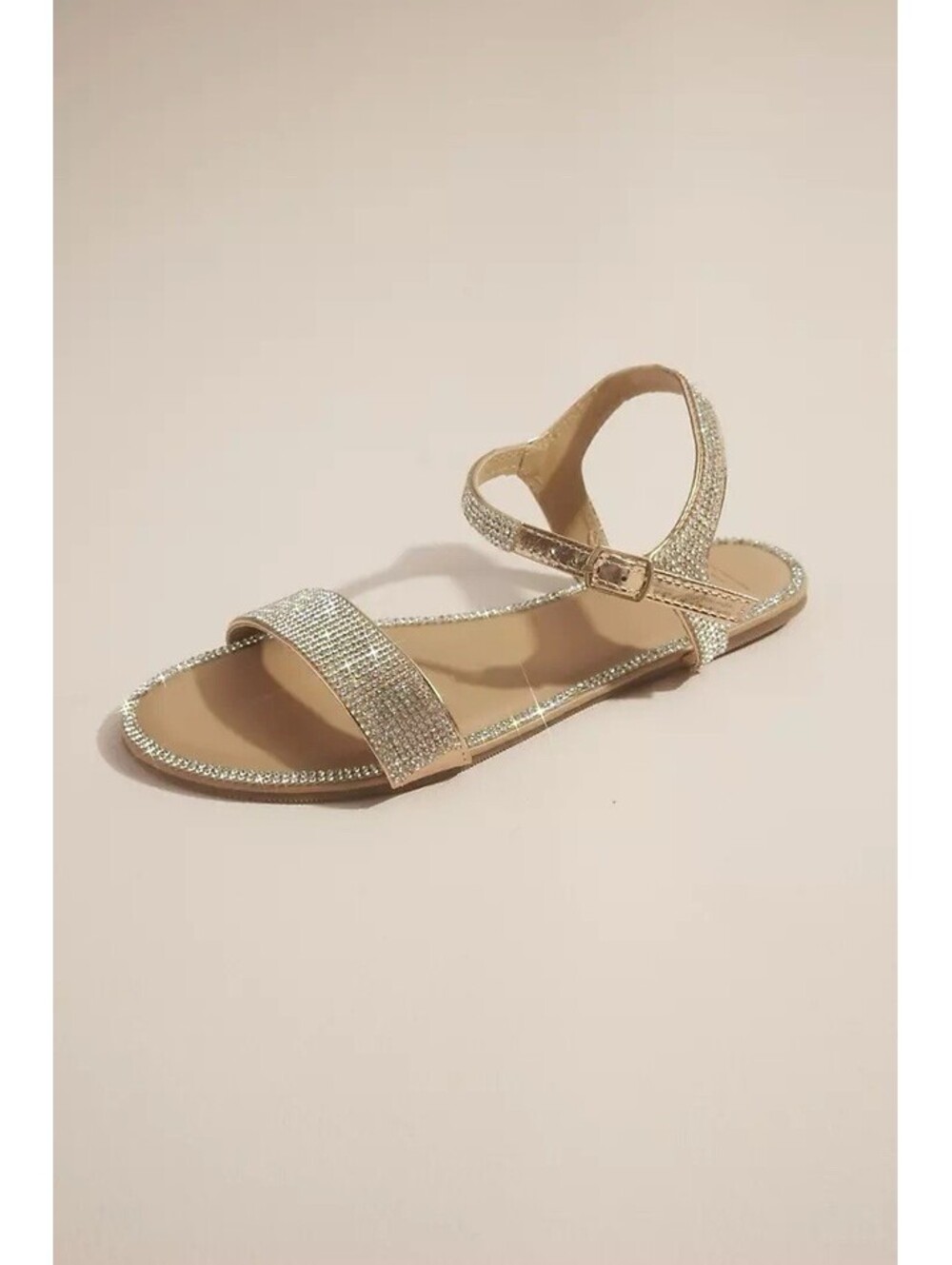 David’s Bridal Silver Rhinestone Flat Sandals Sz 10 – Wedding, Prom, Formal